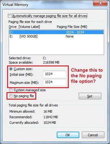 どのように変更、ページングファイルとは何ですか？