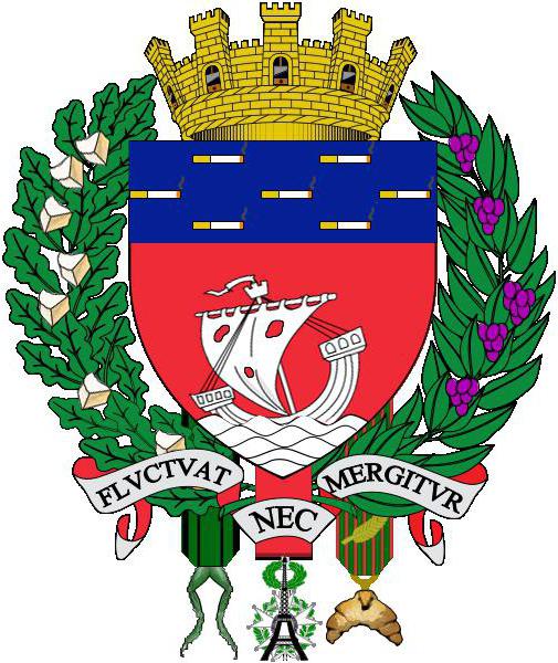 flag and coat of arms of Paris