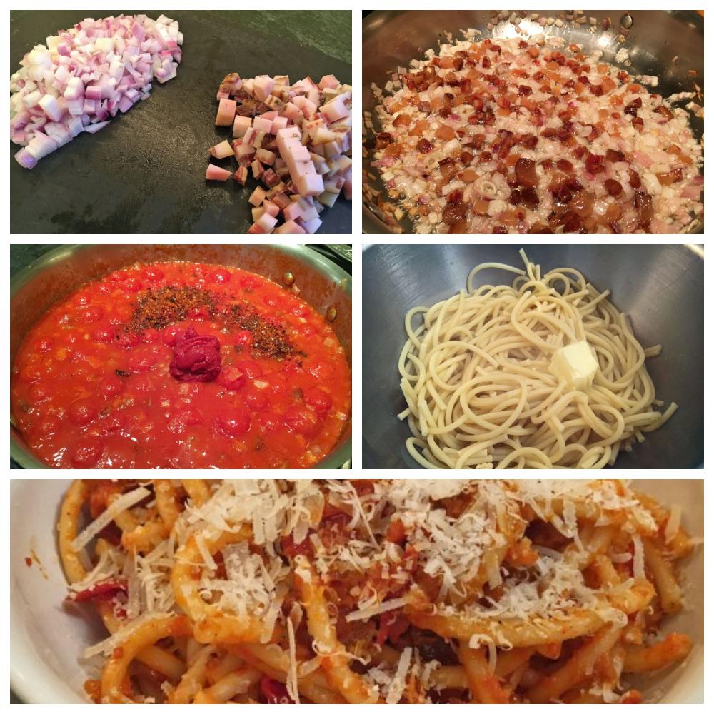Spaghetti z sosem "Аматричиане"
