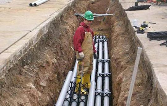 Laying cables in the ground in pipes