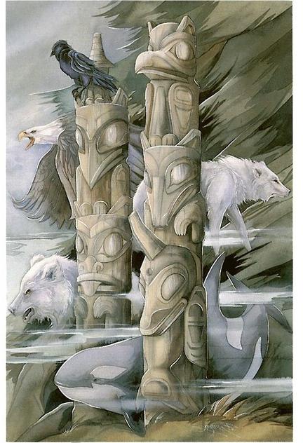 totem wolf and Raven