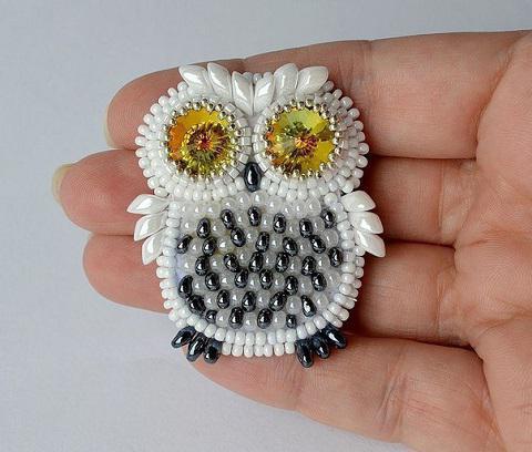 embroidery beaded owl