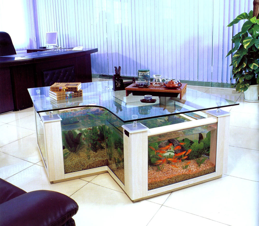 Schreibtisch-Aquarium für das Wohnzimmer