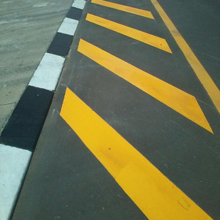 Yellow marking along the road